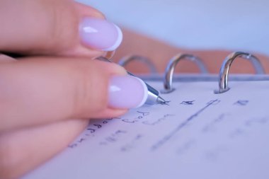 Görüntüyü kapat - kadın dizüstü bilgisayarda yapılacaklar listesine işaret koyuyor