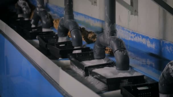 Kläranlage. Wasserfiltrationsverfahren — Stockvideo