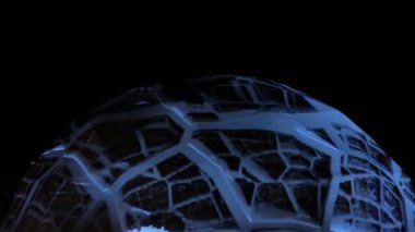 Dijital sanat soyut videosunu gösteren multimedya projeksiyon ekranlı kubbe