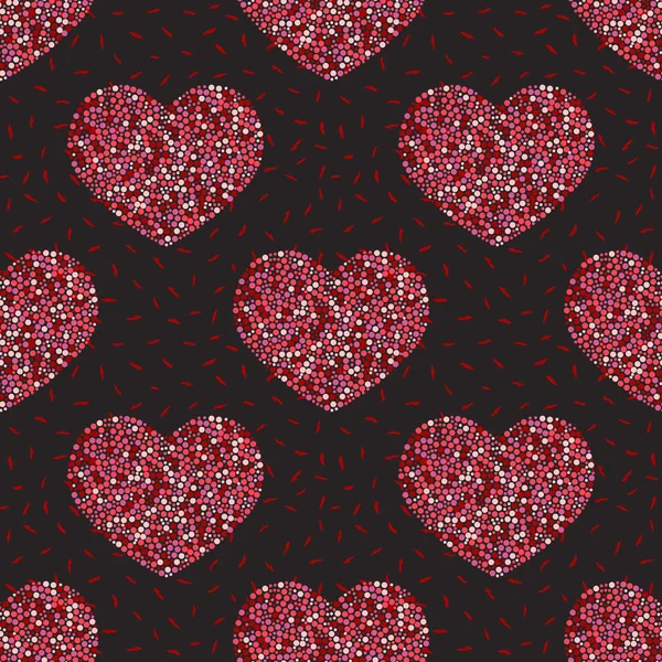 Seamless pattern of hearts — Stock Vector