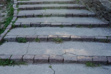 Parktaki gri taş merdivenler