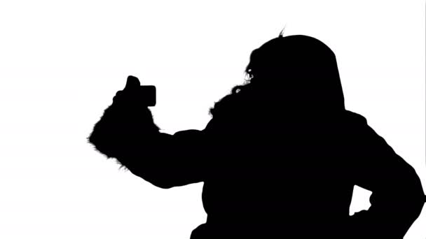 Silhouette Père Noël prendre un selfie — Video