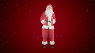 Mutlu Noel Noel ve kar kırmızı zemin üzerine dans eğlenceli sahip baba
