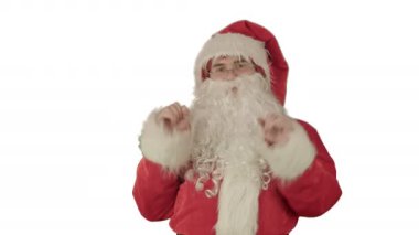 Beyaz arka plan üzerinde mutlu dans Noel Baba