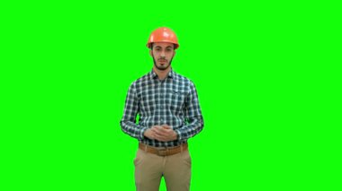 İnşaat işçisi için Chroma anahtar yeşil ekranda başarı faktörleri kaydetme.