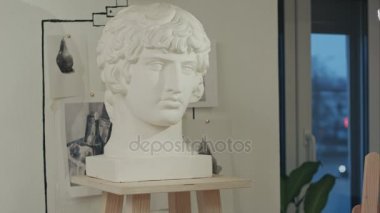 Beyaz sıva büstü heykel Sanat stüdyosu genç bir adam portresi