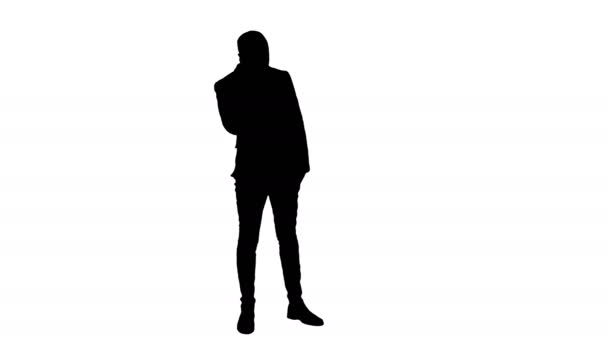 Silhouette Arabe homme d'affaires parlant au téléphone — Video