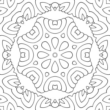 Simple coloring page for kids and adults. Seamless pattern, geometric tracery for coloring. Symmetric ornament, template for design work.