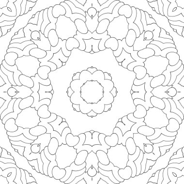 Çocuklar ve yetişkinler için boyama sayfası. Kusursuz desen, simetrik süs, mandala, renkler için kaleydoskop. Tasarım çalışması için şablon.