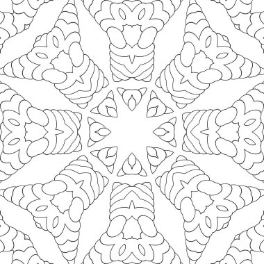 Kusursuz desen, simetrik süs, mandala, renkler için kaleydoskop. Çocuklar ve yetişkinler için boyama kitabı. Tasarım çalışması için şablon.