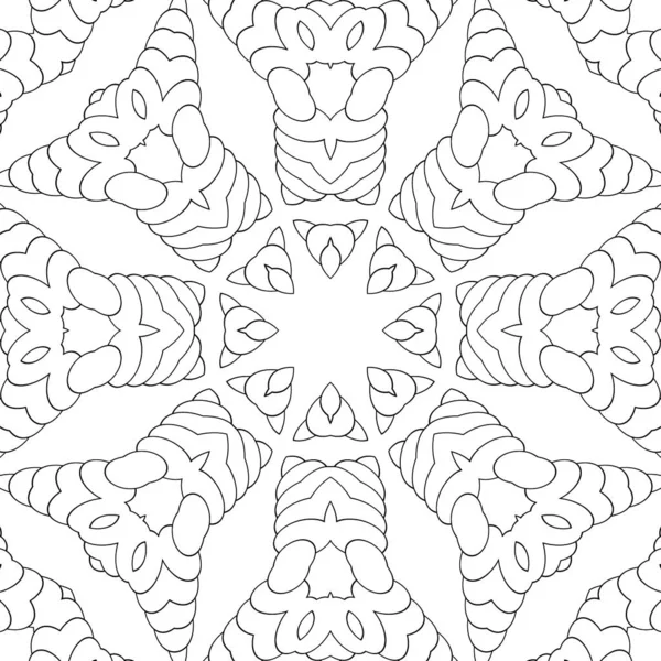 Naadloos Patroon Symmetrisch Ornament Mandala Caleidoscoop Voor Het Kleuren Kleurboek — Stockfoto
