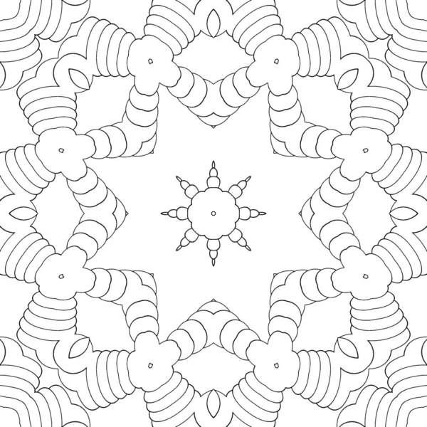 Naadloos Patroon Symmetrisch Ornament Mandala Caleidoscoop Voor Het Kleuren Kleurboek — Stockfoto