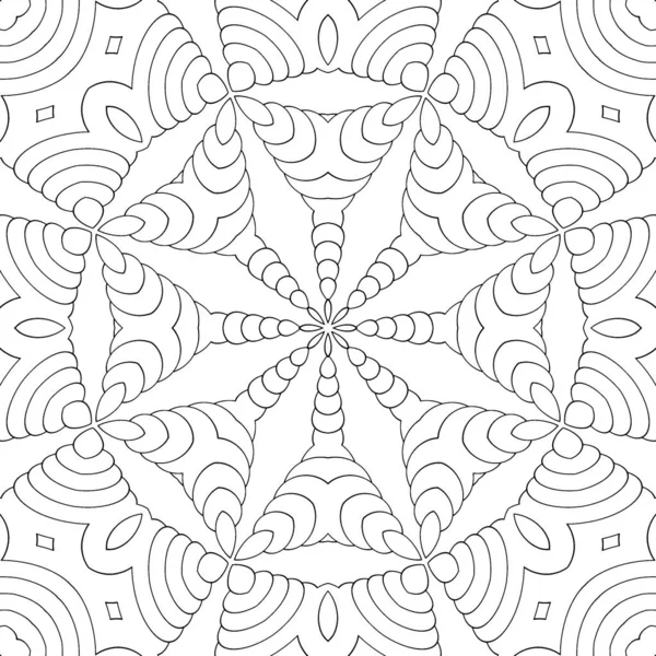 Prosta Kolorowanka Dla Dzieci Dorosłych Płynny Wzór Ornament Symetryczny Mandala — Zdjęcie stockowe