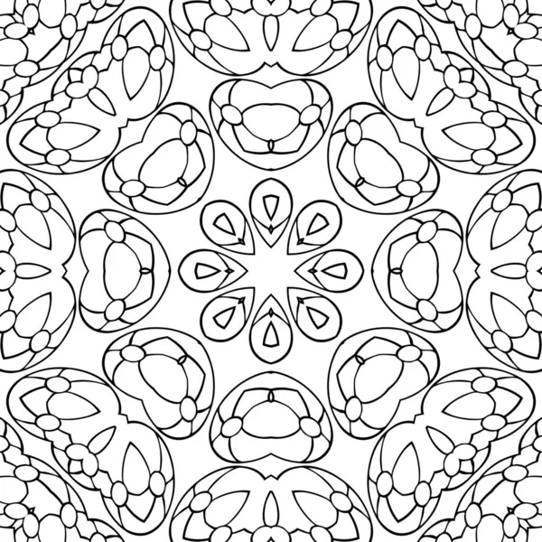 Geometrische Mandala Malseite Für Kinder Und Erwachsene Nahtlose Muster Entspannen — Stockfoto