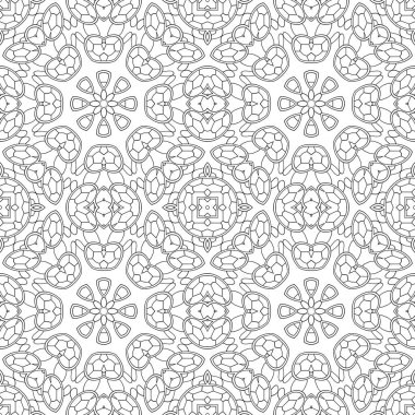 Çocuklar ve yetişkinler için güzel bir boyama sayfası. Kusursuz desen, rahat süs. Meditasyon çizim kitabı. Tasarım çalışması için Kaleydoskop şablonu.