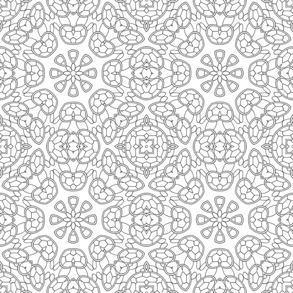 Beautiful coloring page for kids and adults. Seamless pattern, relax ornament. Meditative drawing coloring book. Kaleidoscope template for design work.
