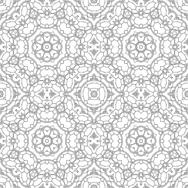 Güzel boyama sayfası. Kusursuz desen, rahat süs. Meditasyon çizim kitabı. Tasarım çalışması için Kaleydoskop şablonu.