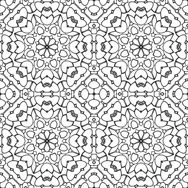 Geometric coloring page. Seamless pattern, relax ornament. Meditative drawing coloring book. Kaleidoscope template for design work.