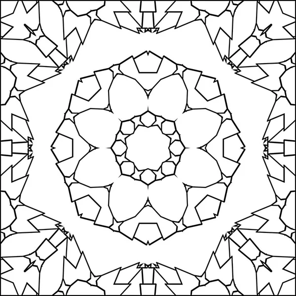 Prosta Geometryczna Kolorowanka Dla Dzieci Dorosłych Relaks Czarno Biały Ornament — Zdjęcie stockowe