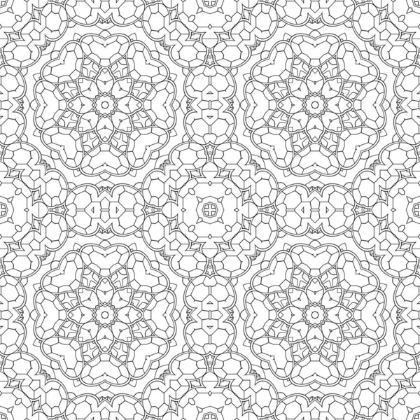 Beautiful ornament for coloring. Seamless pattern, relax coloring page. Meditative drawing coloring book. Kaleidoscope template for design work.