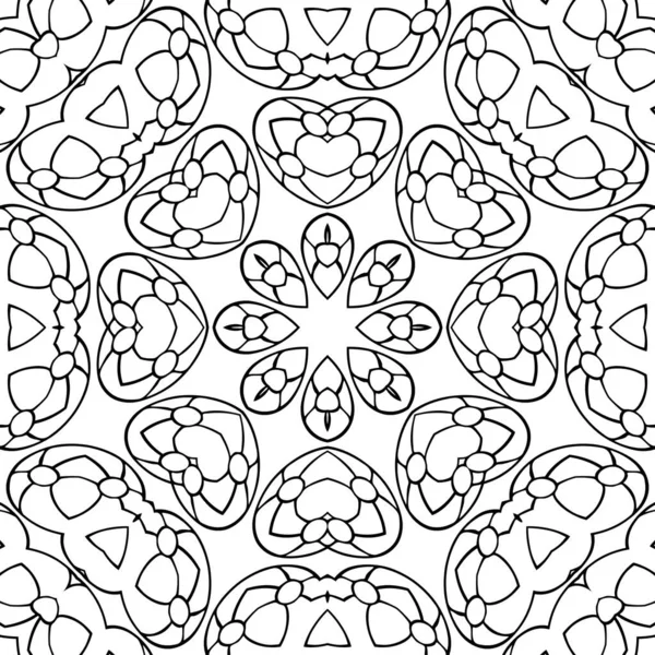 Geometrische Kleurplaten Voor Kinderen Volwassenen Naadloos Patroon Ontspan Ornament Mandala — Stockfoto