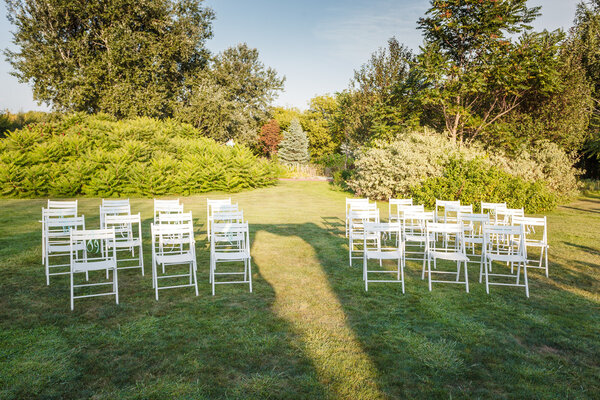 Tables decorated for a party or wedding reception