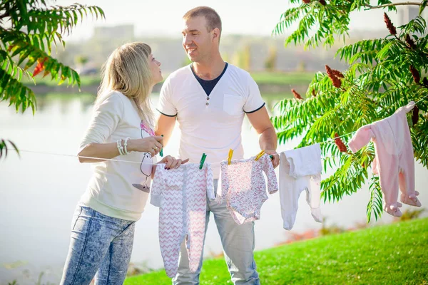 Children's clothes after washing dry — Stock Photo, Image