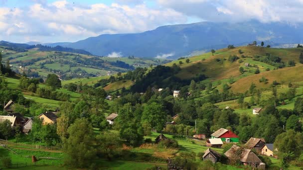 Panorama of Carpathian mountains in summer — Stock Video