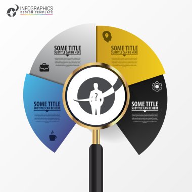 Büyüteç ile analiz grafik tasarım konsepti. Vektör