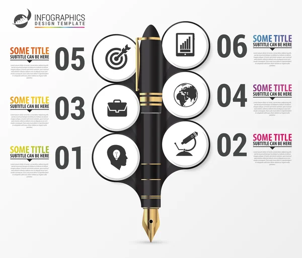Infographics design template. Business Pen. Vector — Stock Vector