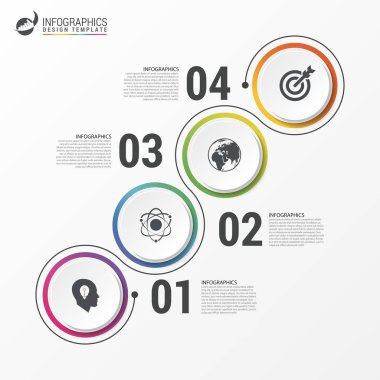 Renkli iş yolu. Zaman çizelgesi Infographic şablonu. Vektör