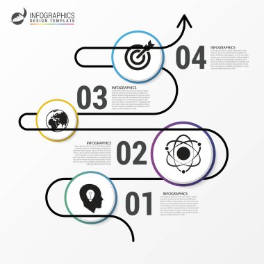 Renkli iş yolu. Zaman çizelgesi Infographic şablonu