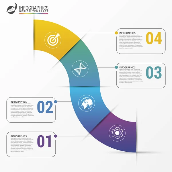 Modèle d'infographie avec 4 parties. Vecteur — Image vectorielle