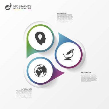 Infographic şablonu. 3 adımda ile diyagram. Vektör