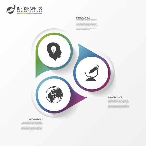 Modelo infográfico. Diagrama com 3 passos. Vetor — Vetor de Stock