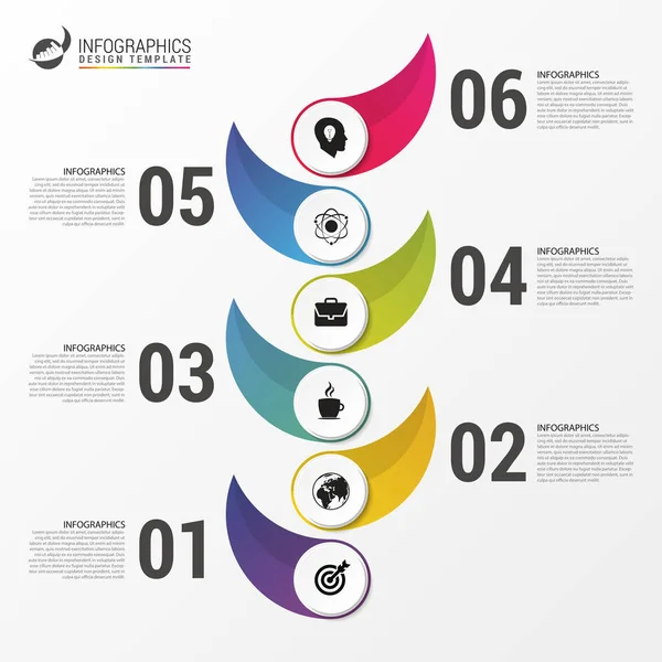 Modello di infografica della linea temporale. Design moderno colorato — Vettoriale Stock