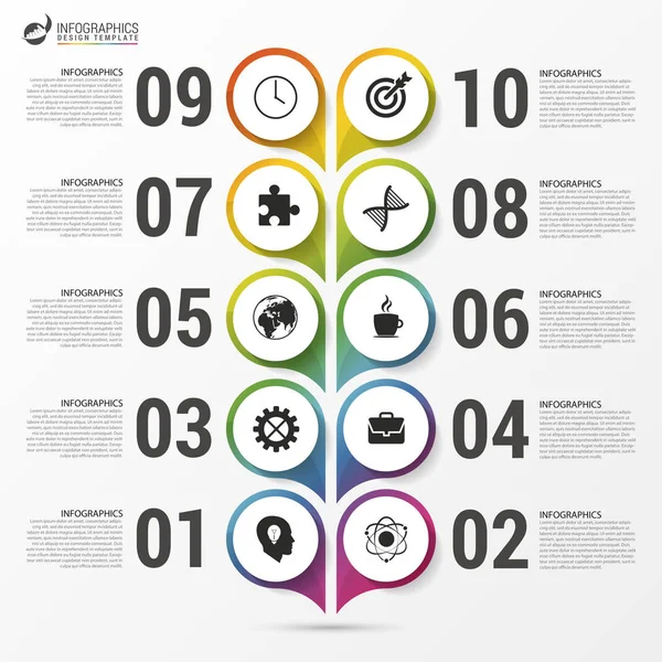 De sjabloon van de infographics van de tijdlijn. Kleurrijke moderne design — Stockvector