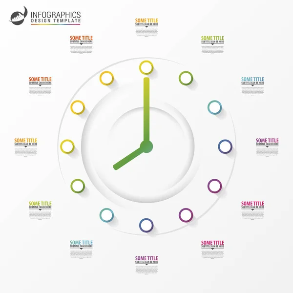 Reloj de negocios creativo. plantilla de diseño infográfico. Vector — Vector de stock