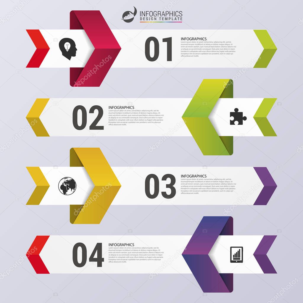 Design clean number banners. Infographic template. Vector