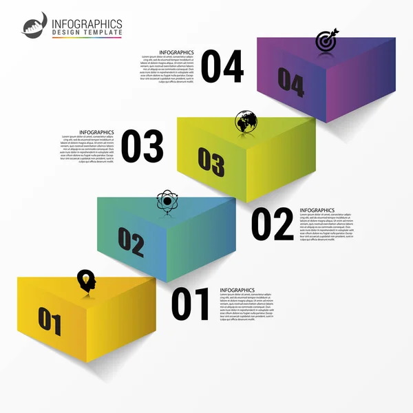 Modèle de conception d'infographie. Escalier d'affaires étape succès — Image vectorielle