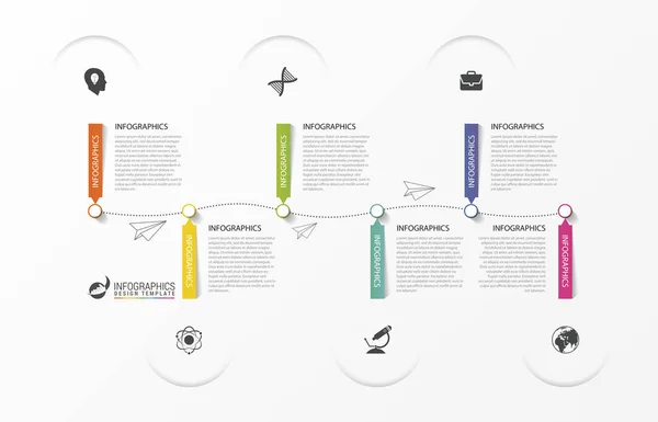 Tijdlijn infographics. Moderne ontwerpsjabloon met pictogrammen — Stockvector