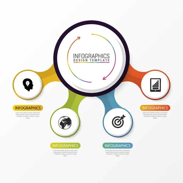 Infografica circolare. Modello per diagramma. Illustrazione vettoriale — Vettoriale Stock