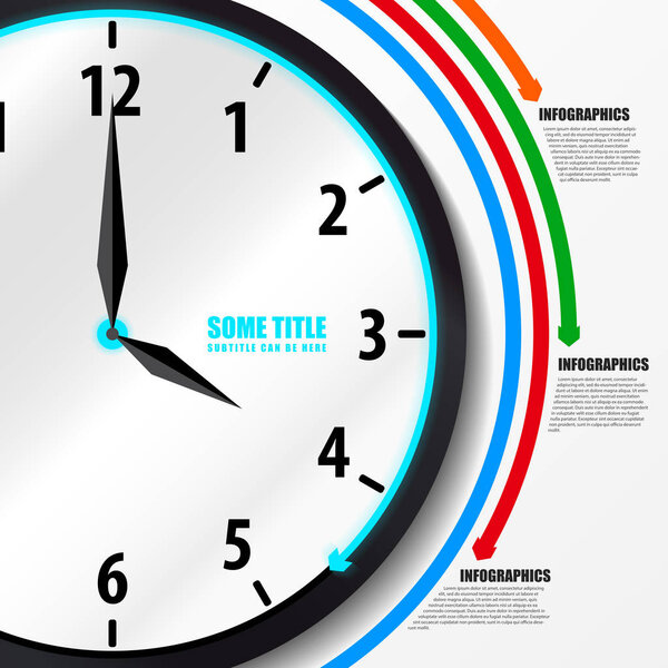 Infographic template. Business concept with clock. Vector