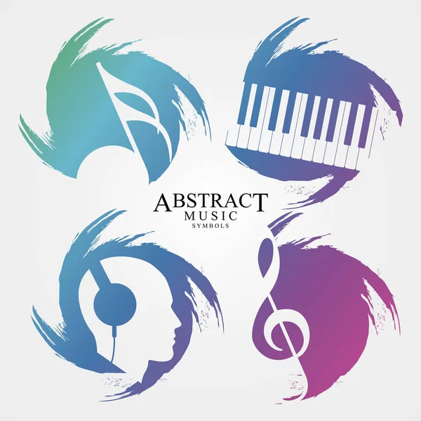 Símbolos musicales abstractos. Estilo grunge creativo. Vector — Vector de stock