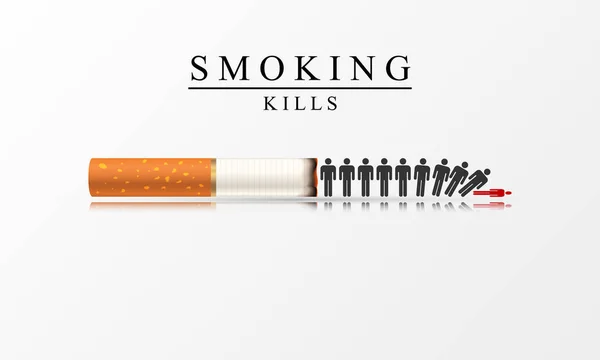 Smoking Kills. Creative illustration with burning cigarette — Stock Vector