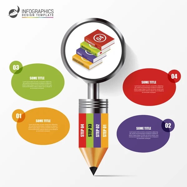 Education pencil concept. Infographics design template. Vector — Stock Vector