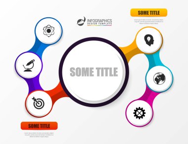 Altı adımda elemanları grafik kabarcık. Infographic şablonu