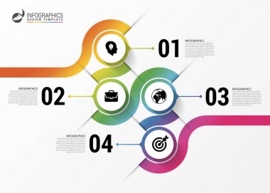Renkli iş yolu. Zaman çizelgesi Infographic şablonu