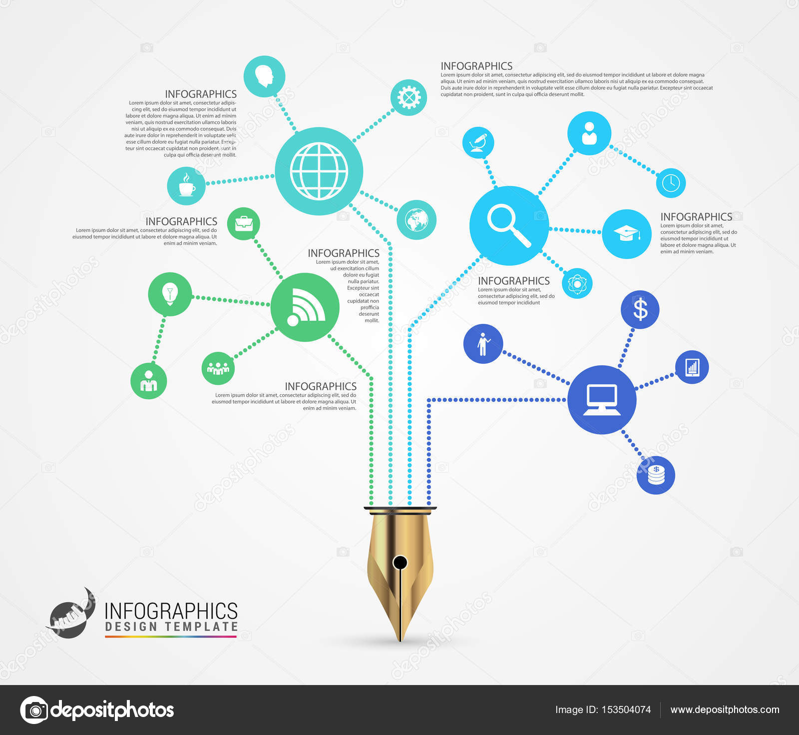 infographic design template business network concept vector