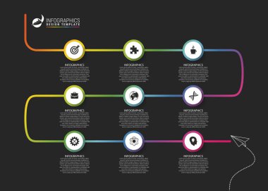 Renkli iş yolu. Zaman çizelgesi Infographic şablonu